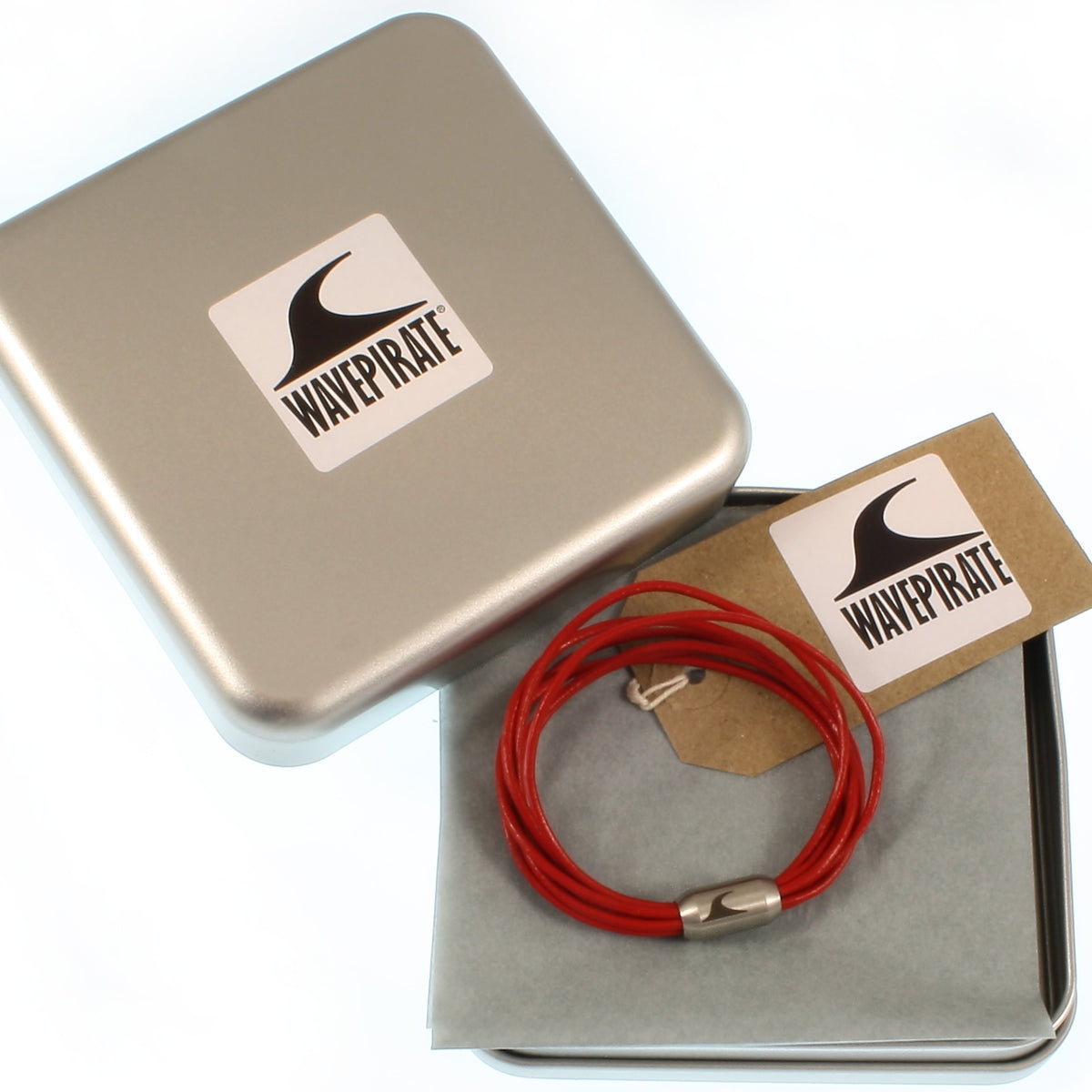 Damen-Leder-armband-fem-rot-silber-Edelstahlverschluss-geschenkverpackung-wavepirate-shop-r