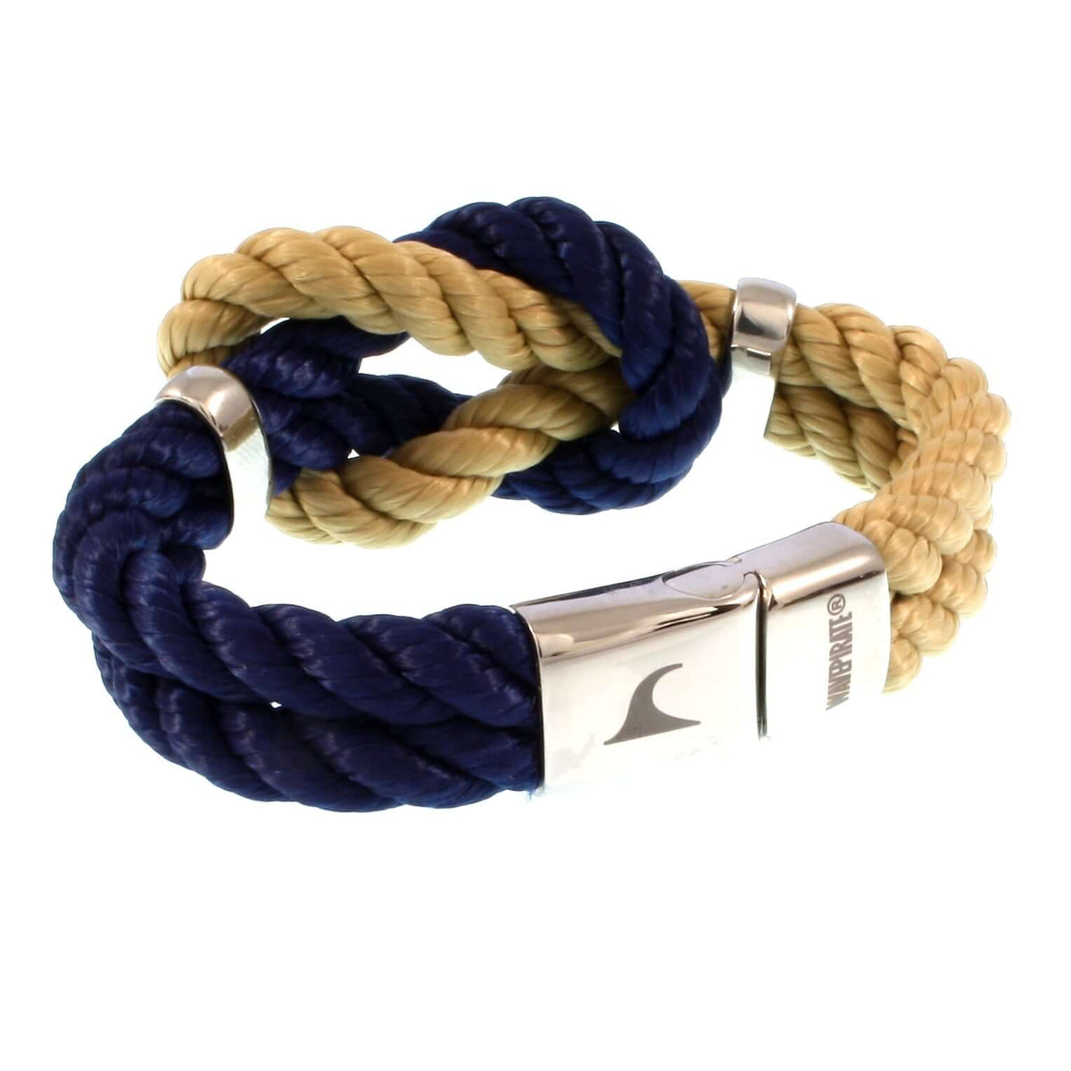 Damen-Segeltau-armband-pure-blau-natur-beige-silber-kordel-geflochten-Edelstahlverschluss-vorn-wavepirate-shop-k