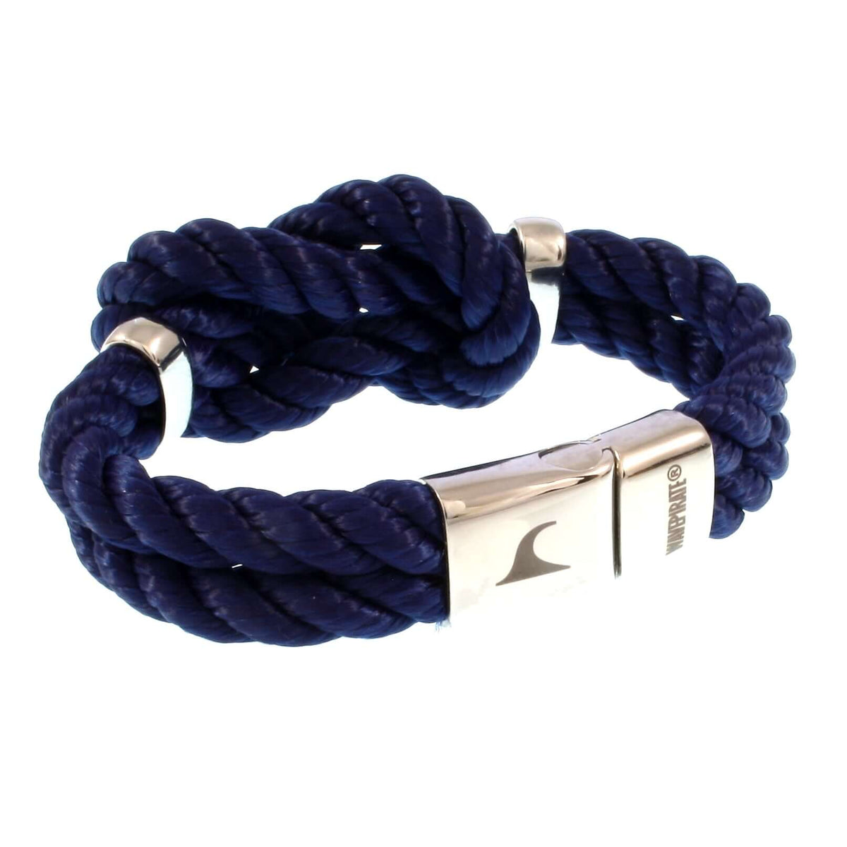 Damen-Segeltau-armband-pure-blau-silber-kordel-geflochten-Edelstahlverschluss-vorn-wavepirate-shop-k