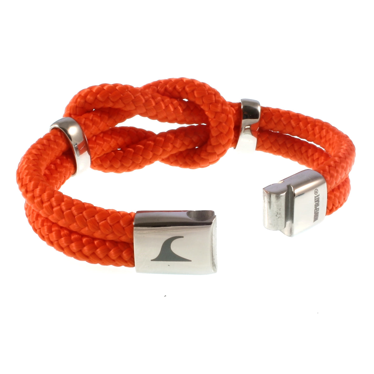 Damen-Segeltau-armband-pure-orange-silber-geflochten-Edelstahlverschluss-offen-wavepirate-shop-st