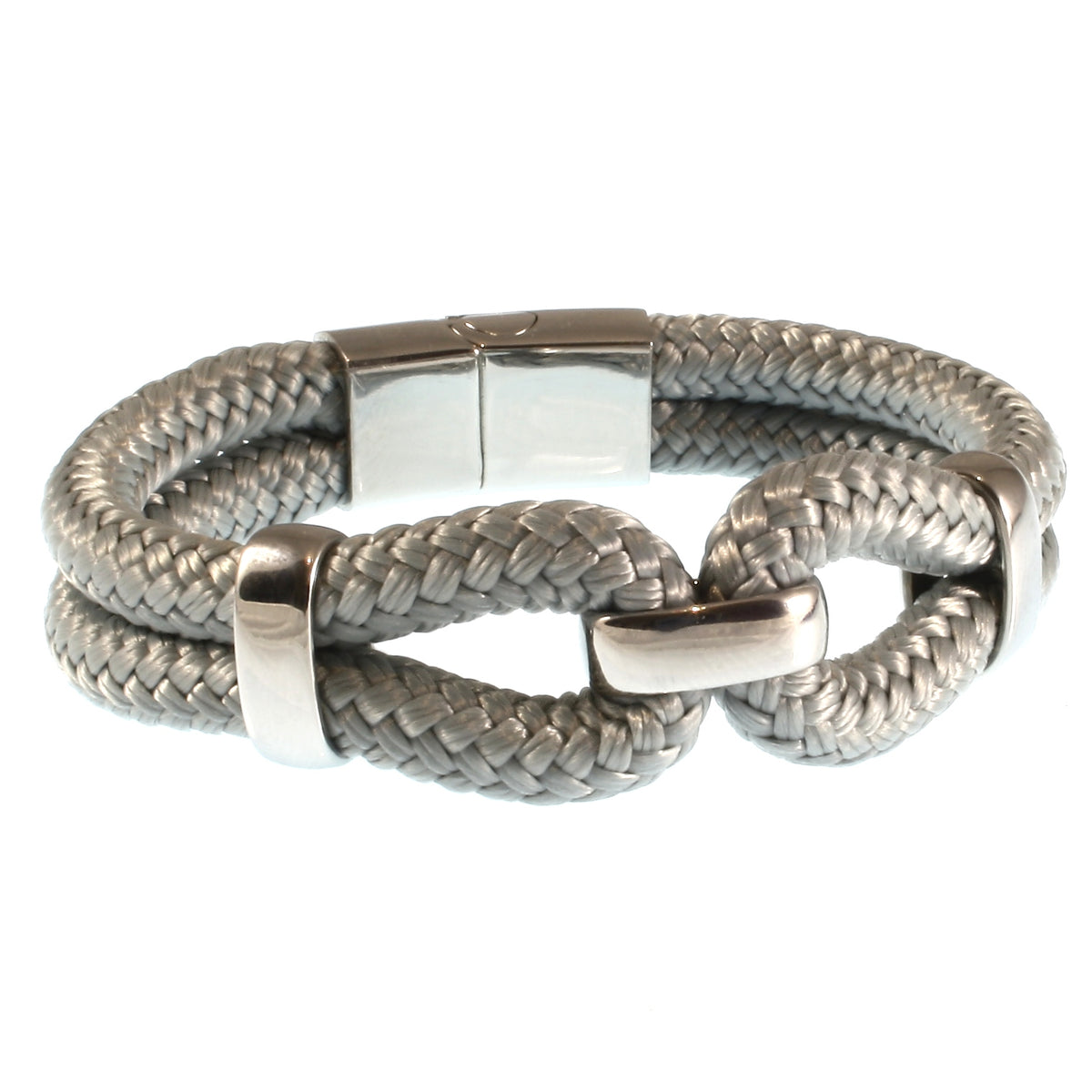 Damen-Segeltau-armband-roma-grau-geflochten-Edelstahlverschluss-vorn-wavepirate-shop-st