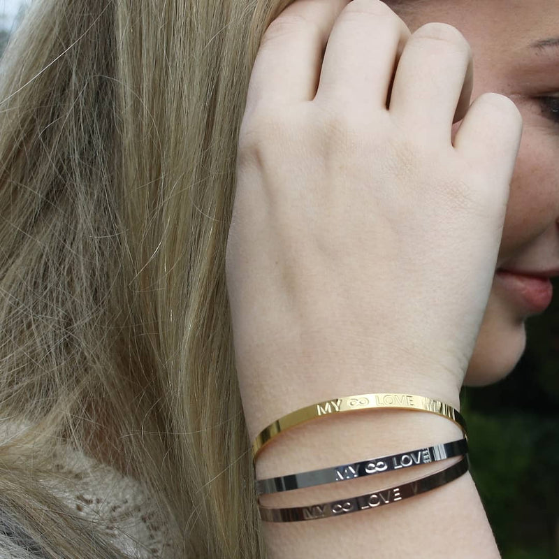 Edelstahl-armreif-Damen-glam-armband-graviert-my-love-rotgold-silber-gold-verstellbar-getragen-wavepirate-shop