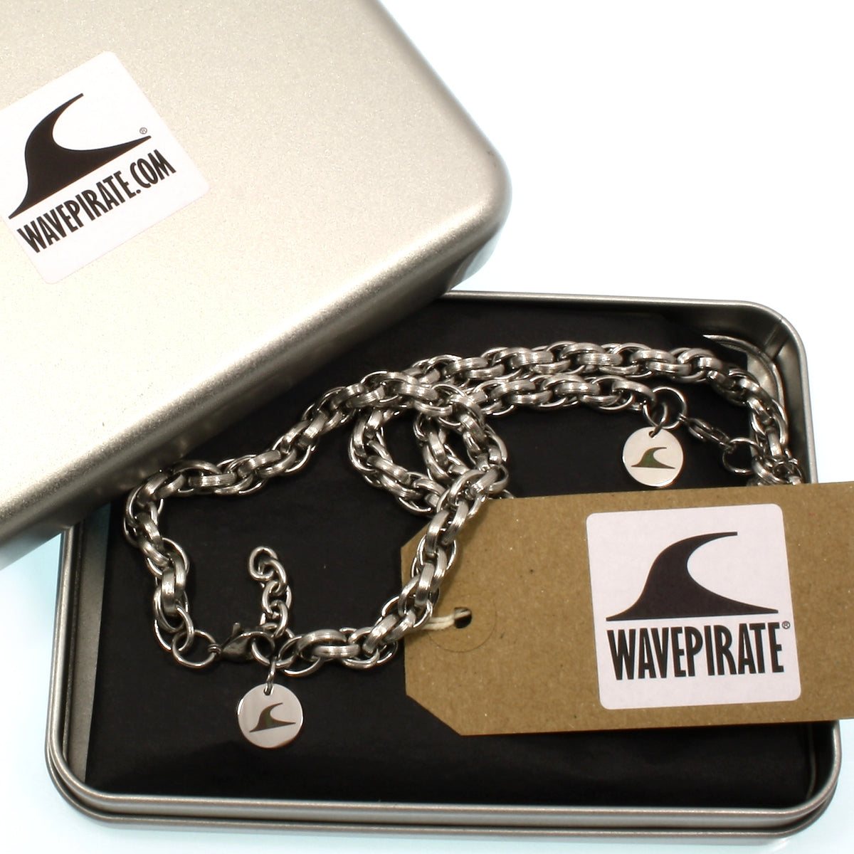 Edelstahlarmband-halskette-Herren-sling-silber-Karabinerverschluss-verpackung-wavepirate-shop-es