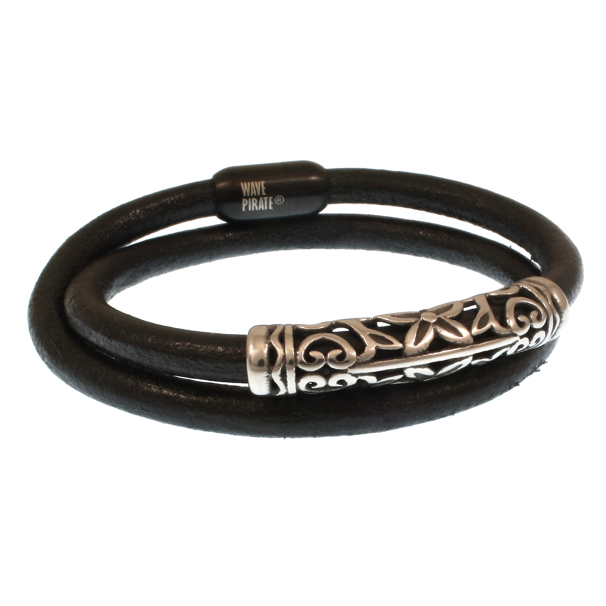 Herren-Leder-Armband-hawaii-xo-schwarz-Edelstahlverschluss-hinten-wavepirate-shop-r