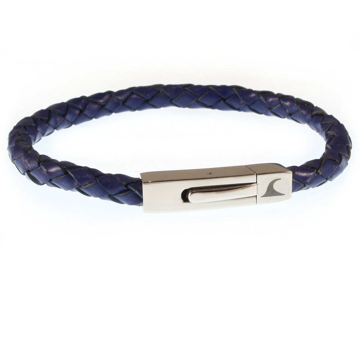 Herren-Leder-armband-damen-one-blau-geflochten-Edelstahlverschluss-vorn-wavepirate-shop-f