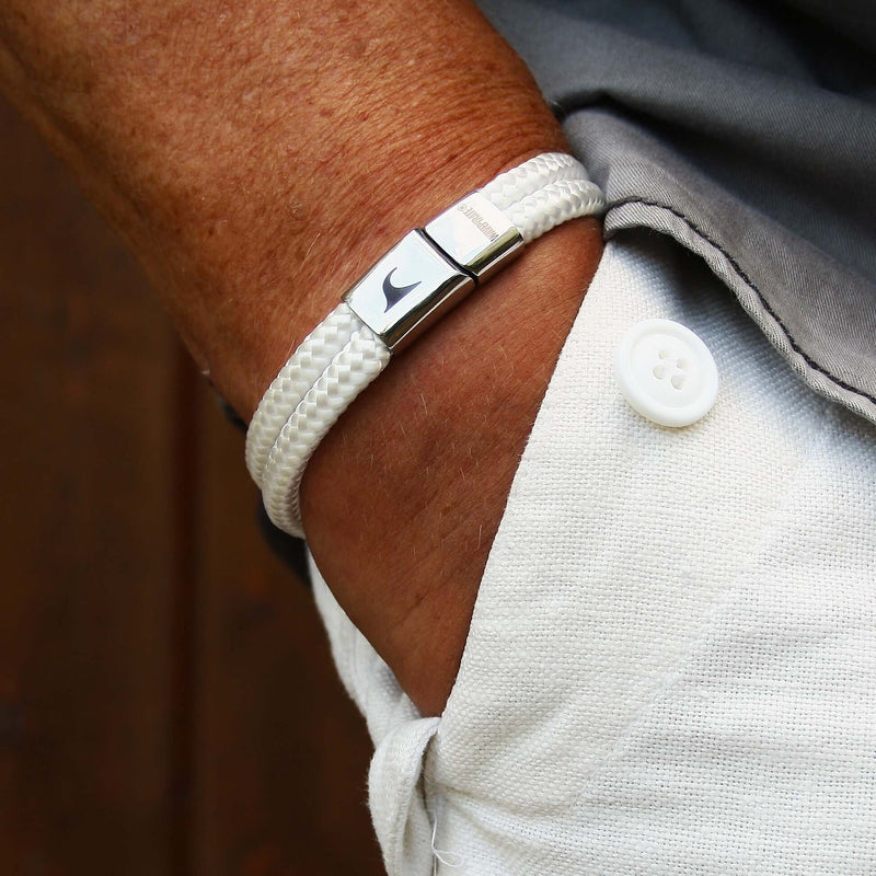 Herren-Segeltau-Armband-Damen-Tarifa-weiss-getragen-Edelstahlverschluss-geflochten-wavepirate-shop