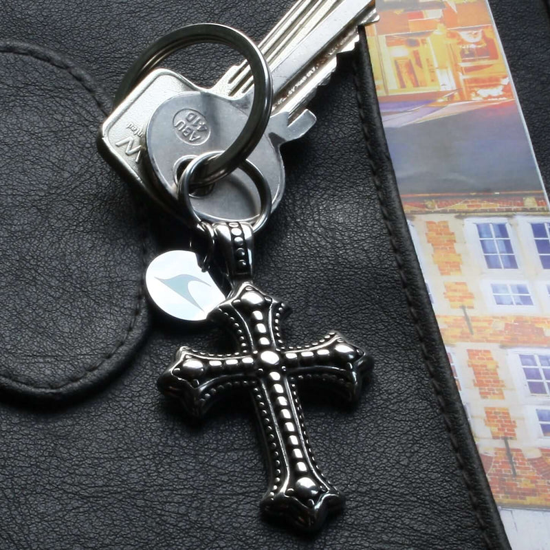 Herren-edelstahl-schluesselanhaenger-damen-kreuz-silber-kurz-detail-wavepirate-shop-kces