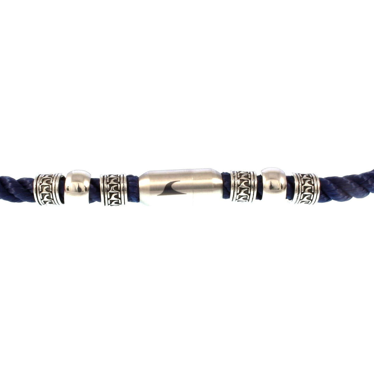 Herren-leder-halskette-damen-atoll-blau-silber-geflochten-Edelstahlverschluss-detail-wavepirate-shop-z8