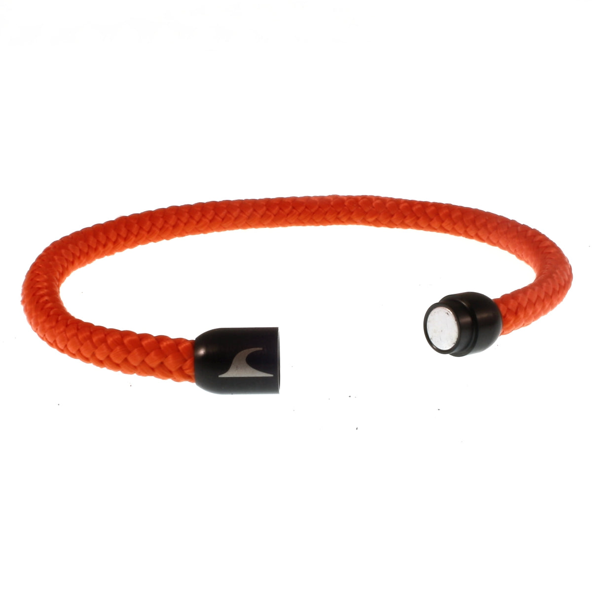 Herren-segeltau-armband-damen-sylt-orange-schwarz-geflochten-Edelstahlverschluss-offen-wavepirate-shop-st