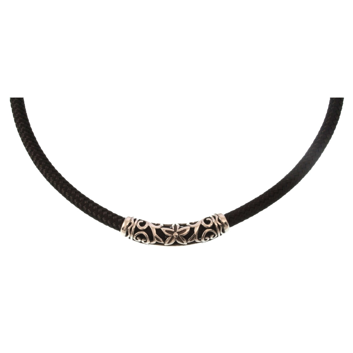 Herren-segeltau-halskette-damen-xo-schwarz-silber-geflochten-Edelstahlverschluss-detail-wavepirate-shop-st