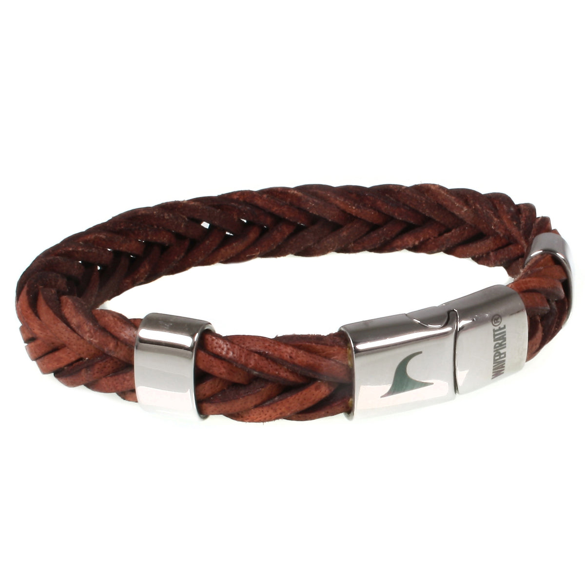 Leder-Armband-Herren-Groove-braun-geflochten-Edelstahlverschluss-vorn-wavepirate-shop-10