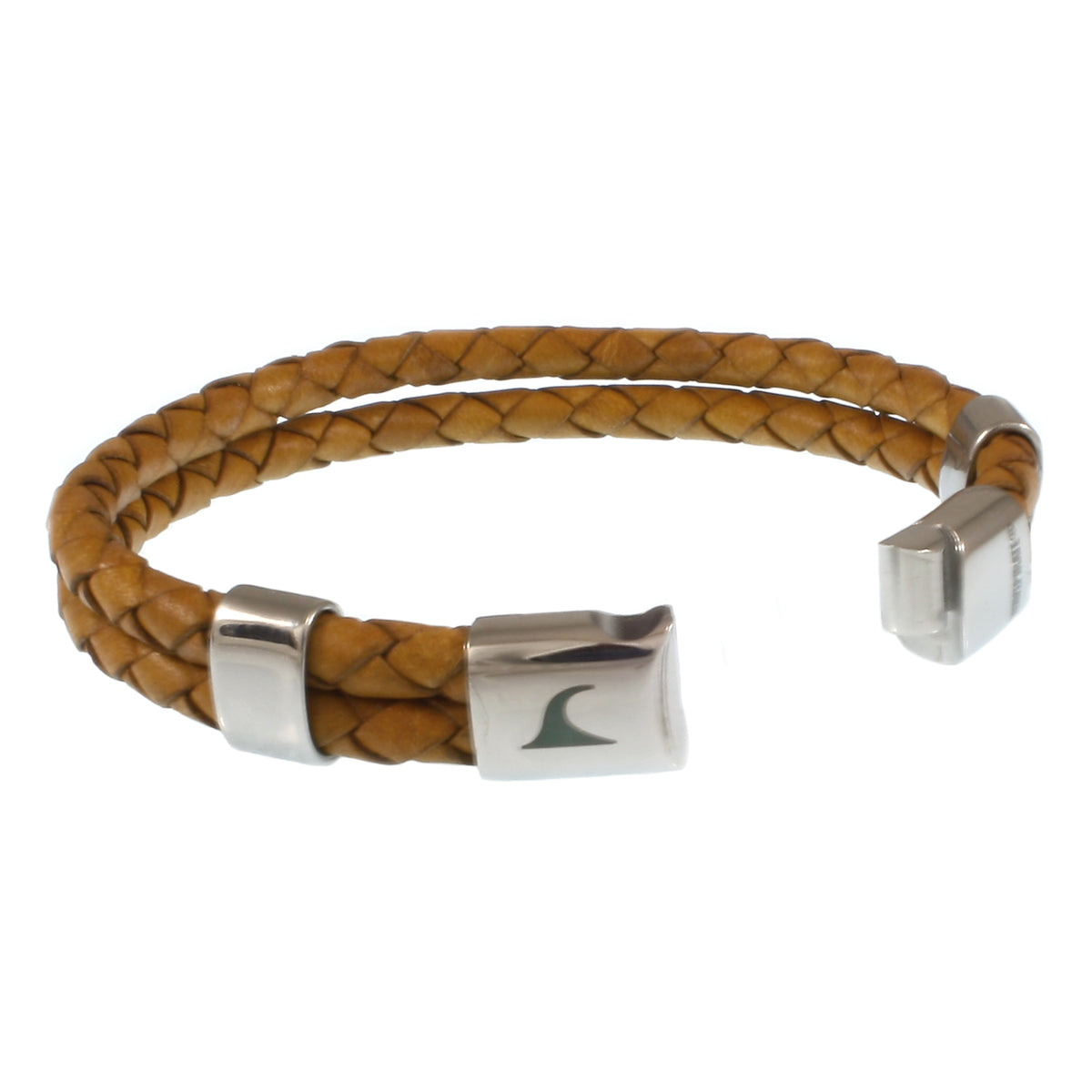 Leder-Armband-Herren-Groove-cognac-geflochten-Edelstahlverschluss-offen-wavepirate-shop-f