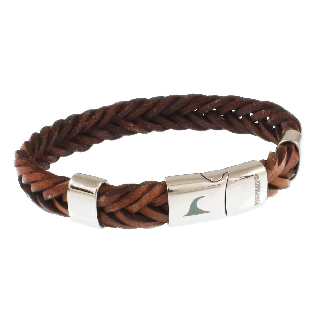 Leder-Armband-Herren-Groove-cognac-geflochten-Edelstahlverschluss-vorn-wavepirate-shop-10