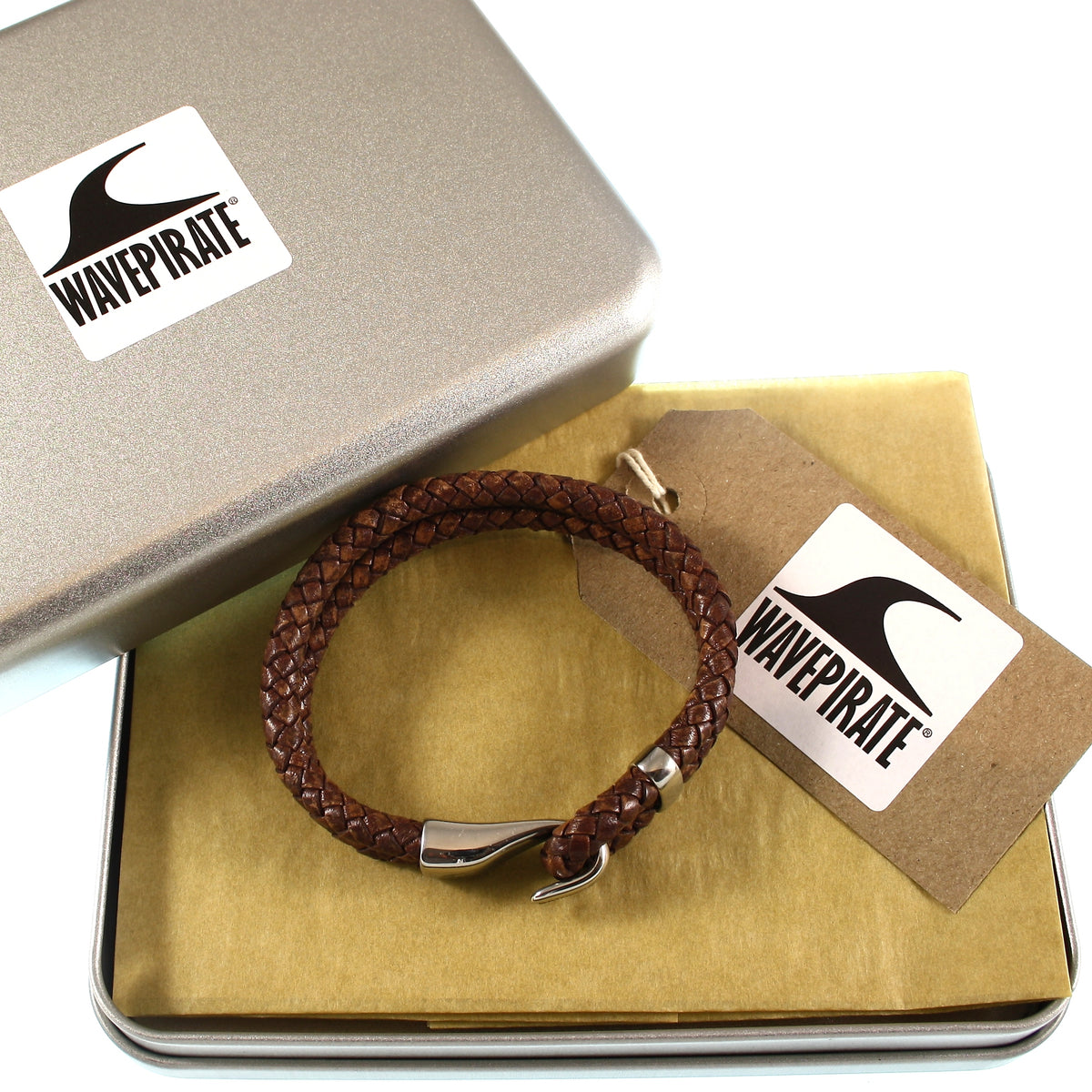 Leder-Armband-Herren-Peak-cognac-geflochten-Edelstahlverschluss-geschenkverpackung-wavepirate-shop-f