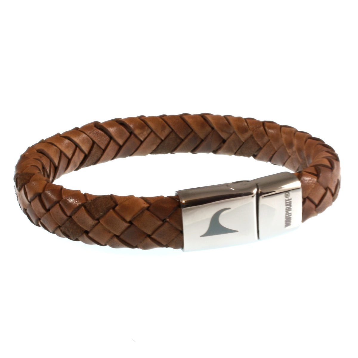Leder-Armband-Herren-Tarifa-cognac-geflochten-oval-Edelstahlverschluss-vorn-wavepirate-shop-ov
