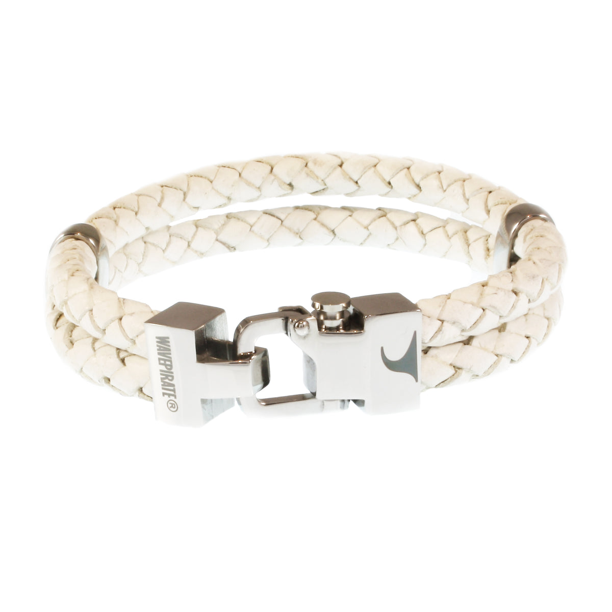 Leder-Armband-Herren-Turn-weiss-geflochten-Edelstahlverschluss-vorn-wavepirate-shop-f