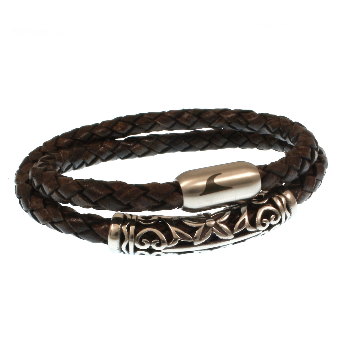 Leder-Armband-Herren-hawaii-xo-braun-Edelstahlverschluss-vorn-wavepirate-shop-f