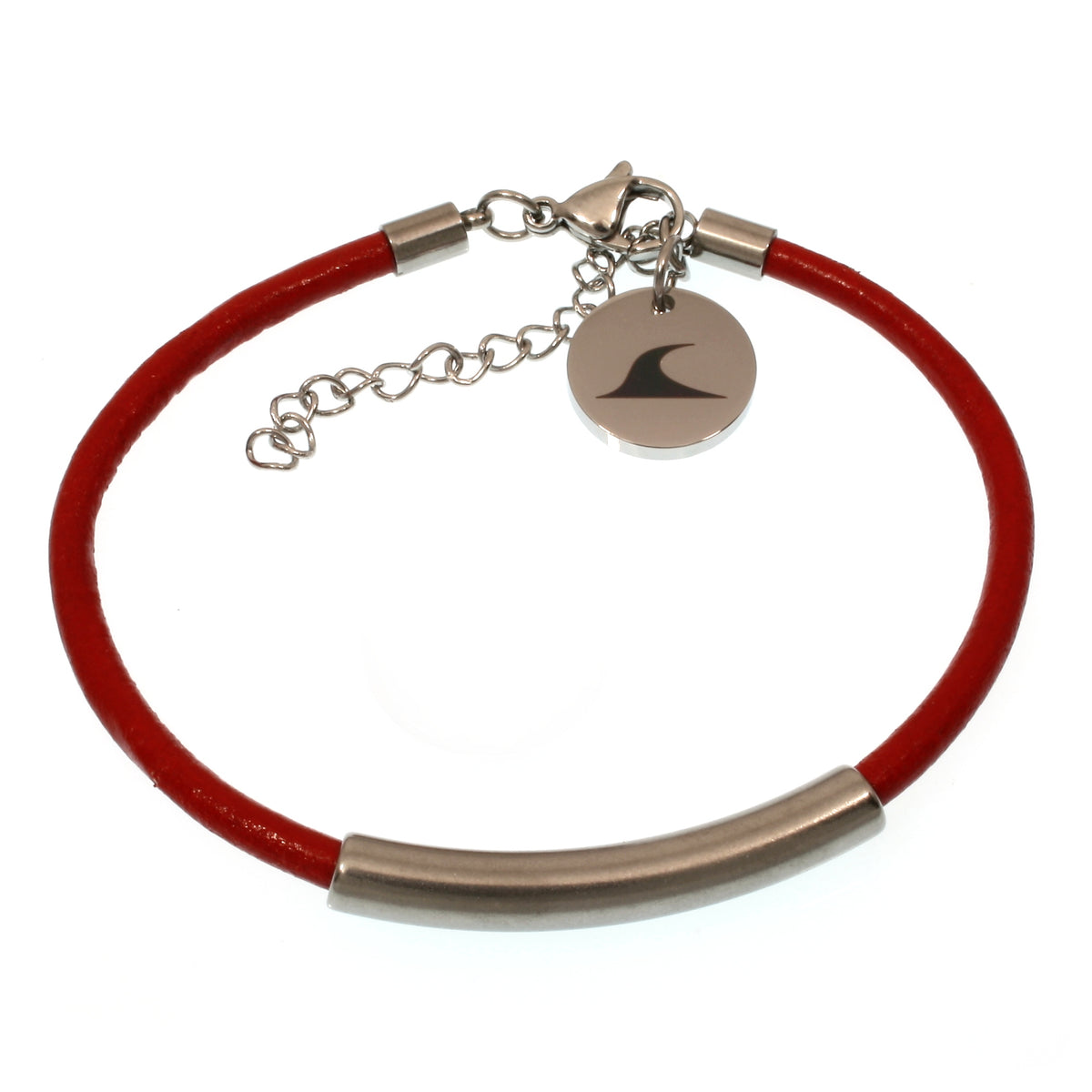 Leder-armband-Damen-curve-fusskette-rot-massiv-Edelstahlverschluss-verstellbar-vorn-wavepirate-shop-r