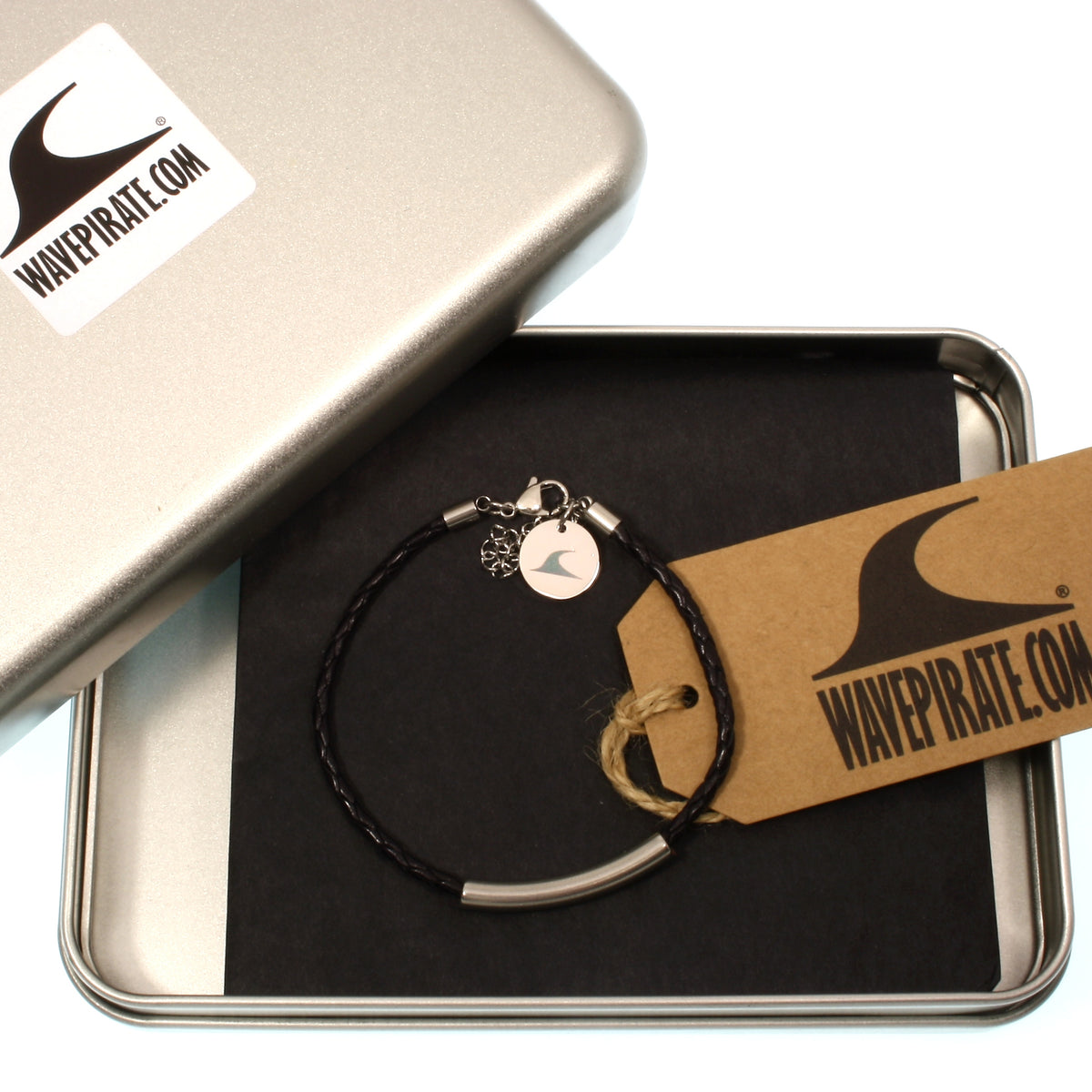 Leder-armband-Damen-herren-curve-fusskette-schwarz-Edelstahlverschluss-verstellbar-geschenkverpackung-wavepirate-shop-f