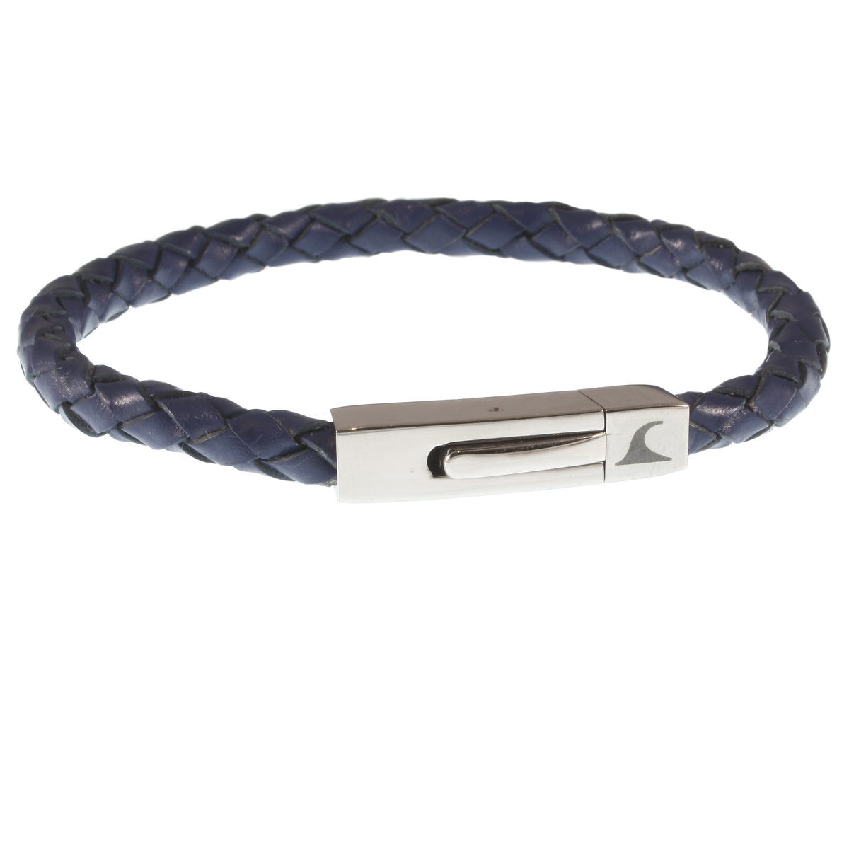 Leder-armband-Herren-damen-one-blau-geflochten-Edelstahlverschluss-vorn-wavepirate-shop-f