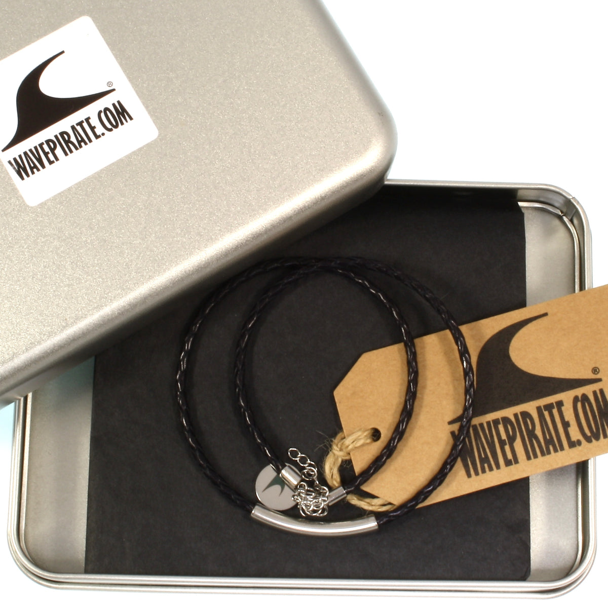 Leder-halskette-Damen-curve-Schwarz-geflochten-Edelstahlverschluss-geschenkverpackung-wavepirate-shop-f