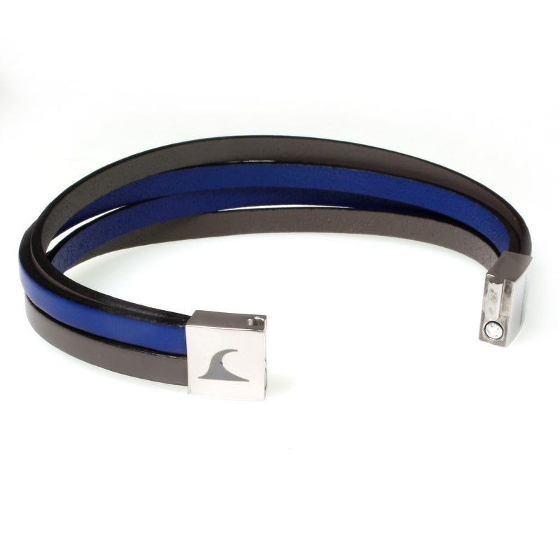 Herren-Leder-Armband-Twist-grau-blau-flach-Edelstahlverschluss-offen-wavepirate-shop