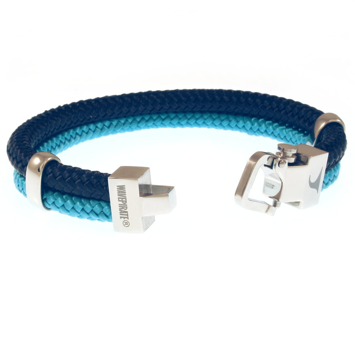 Herren-Segeltau-Armband-Turn-nachtblau-blau-geflochten-Edelstahlverschluss-offen-wavepirate-shop-st