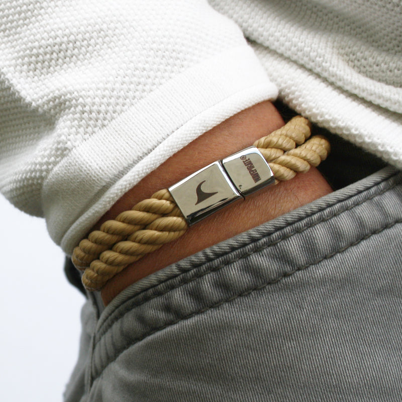 Segeltau-Armband-Herren-Tarifa-beige-geflochten-Kordel-Edelstahlverschluss-getragen-wavepirate-shop-k