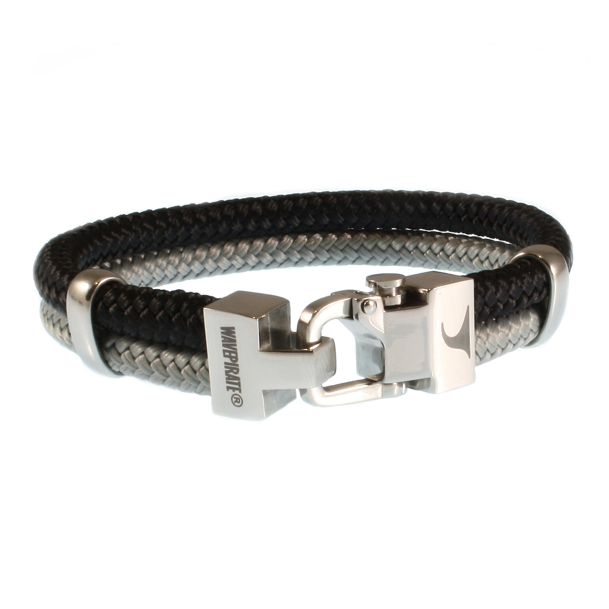 Segeltau-Armband-Herren-Turn-schwarz-grau-geflochten-Edelstahlverschluss-vorn-wavepirate-shop-st