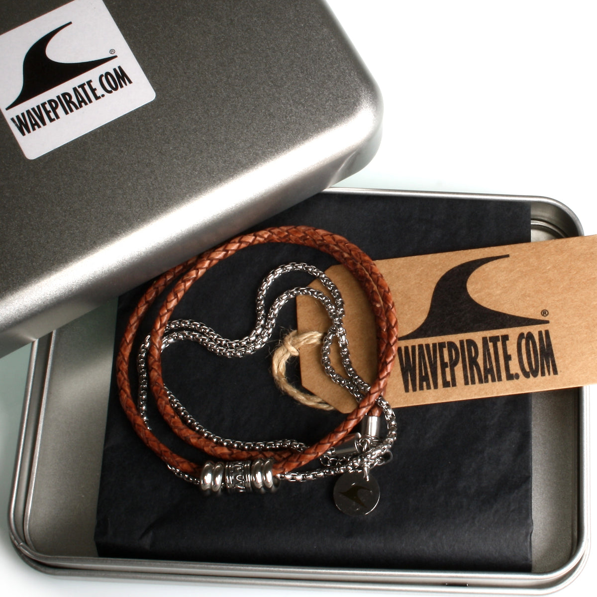 leder-edelstahl-halskette-Herren-les-cognac-geflochten-Edelstahlverschluss-geschenkverpackung-wavepirate-shop-f