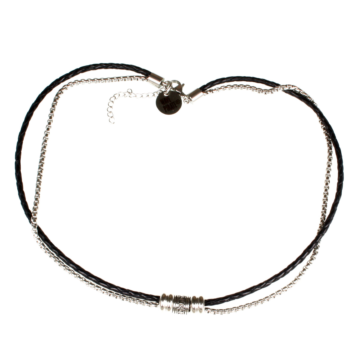 leder-edelstahl-halskette-Herren-les-schwarz-geflochten-Edelstahlverschluss-vorn-wavepirate-shop-f