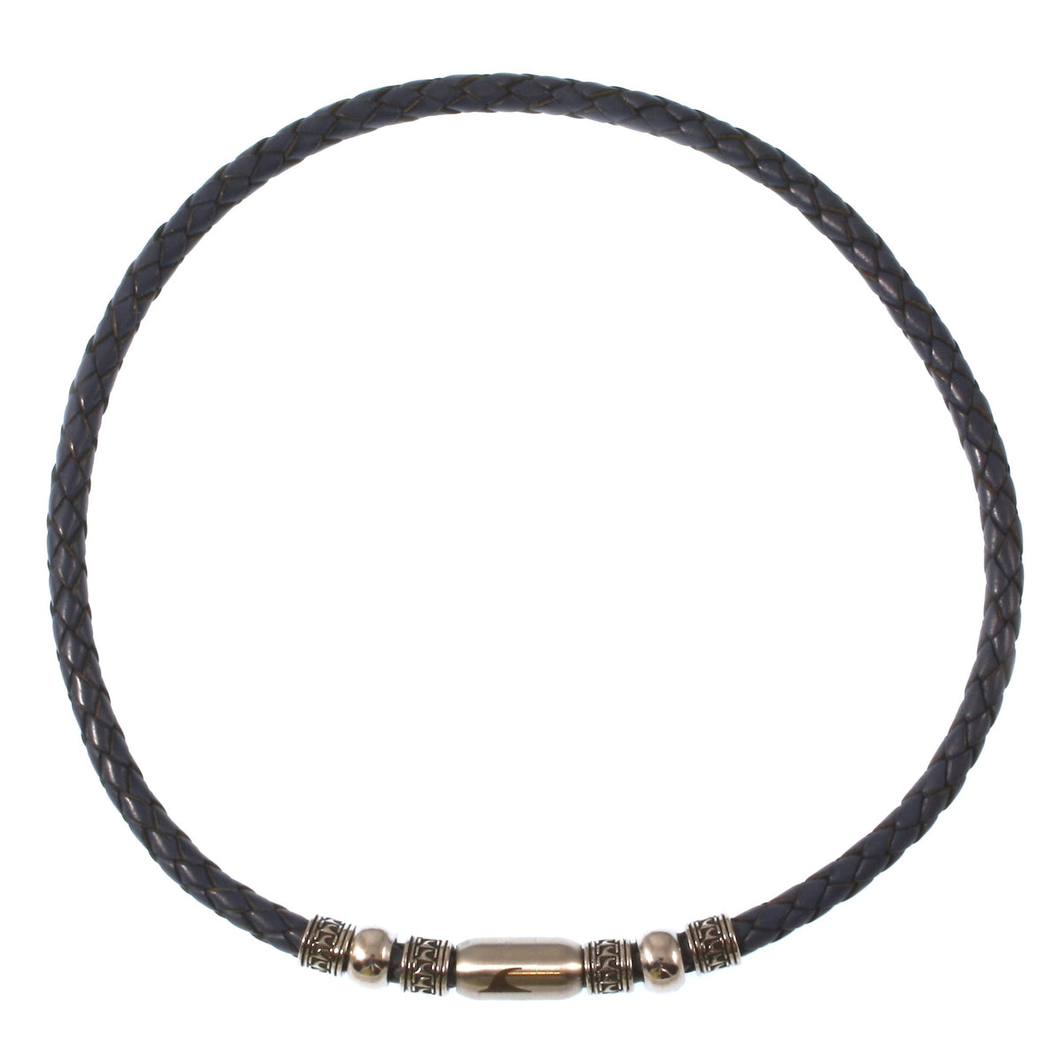 leder-halskette-Herren-damen-atoll-blau-silber-geflochten-Edelstahlverschluss-vorn-wavepirate-shop-f