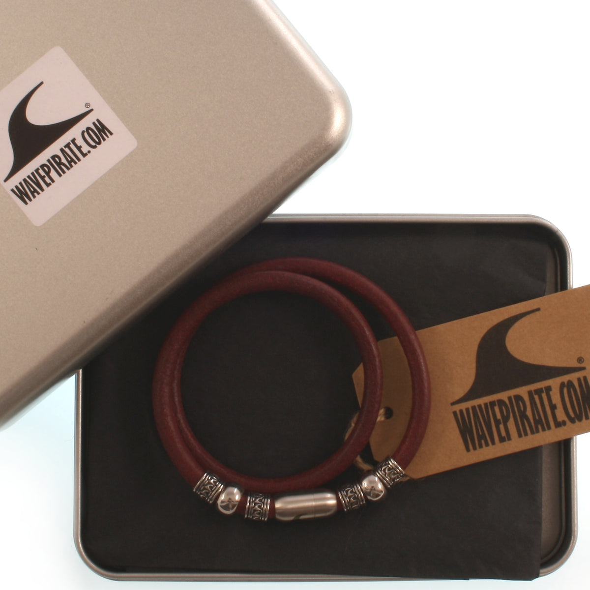 leder-halskette-Herren-damen-atoll-bordeaux-silber-massiv-Edelstahlverschluss-geschenkverpackung-wavepirate-shop-r