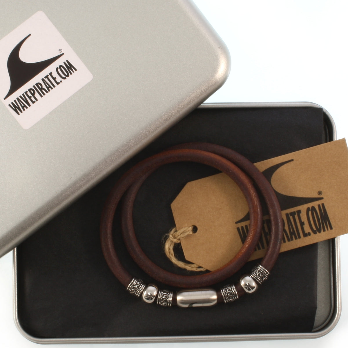 leder-halskette-Herren-damen-atoll-braun-silber-massiv-Edelstahlverschluss-geschenkverpackung-wavepirate-shop-r