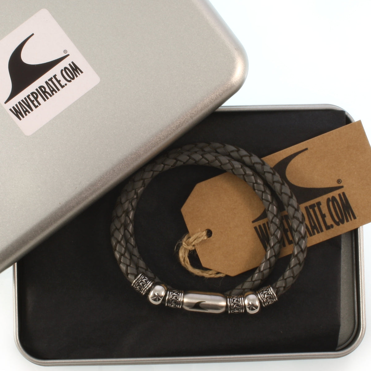 leder-halskette-Herren-damen-atoll-dunkelgrau-grau-silber-geflochten-Edelstahlverschluss-geschenkverpackung-wavepirate-shop-f
