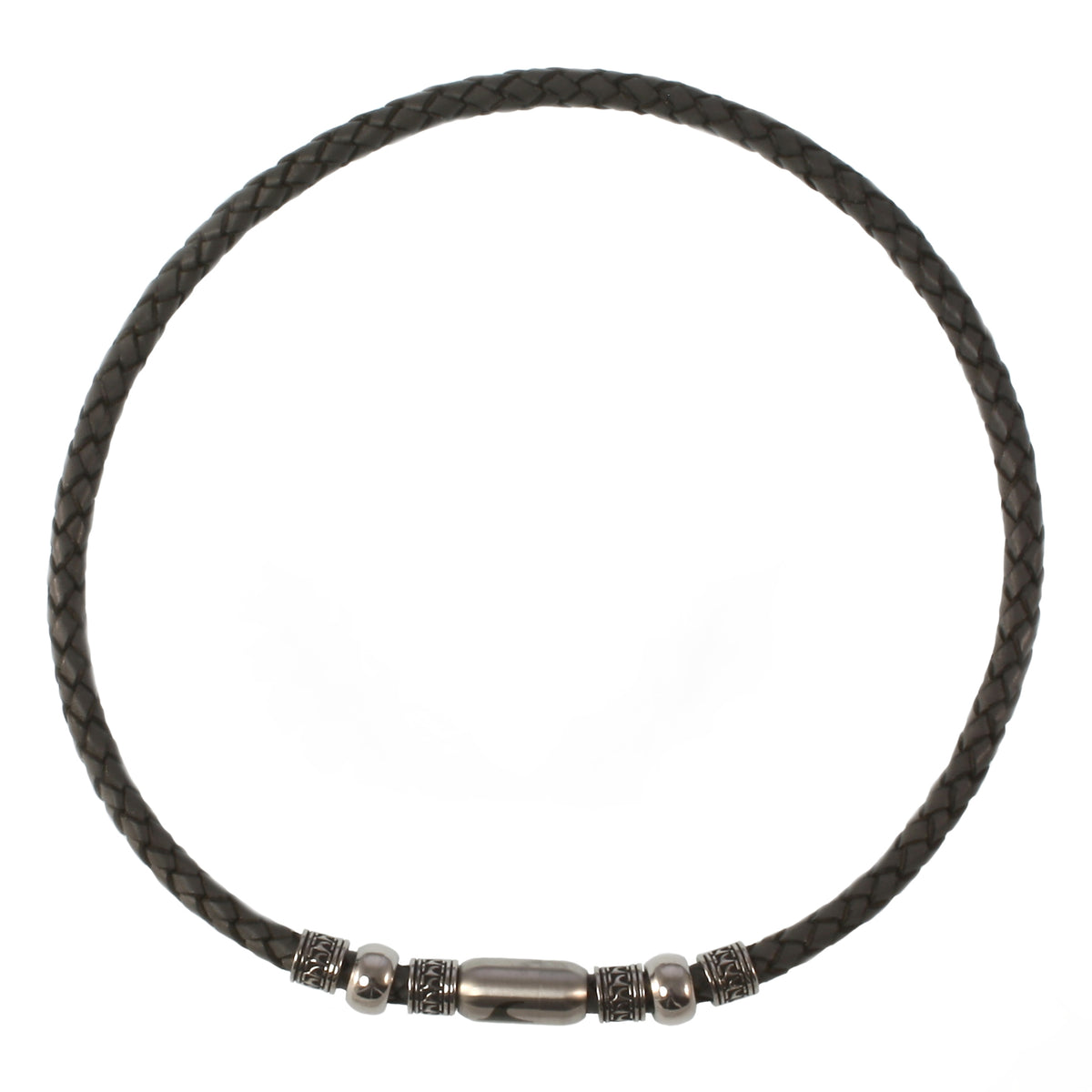 leder-halskette-Herren-damen-atoll-dunkelgrau-grau-silber-geflochten-Edelstahlverschluss-vorn-wavepirate-shop-f