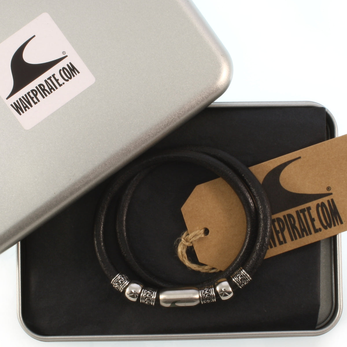 leder-halskette-Herren-damen-atoll-schwarz-silber-massiv-Edelstahlverschluss-geschenkverpackung-wavepirate-shop-r