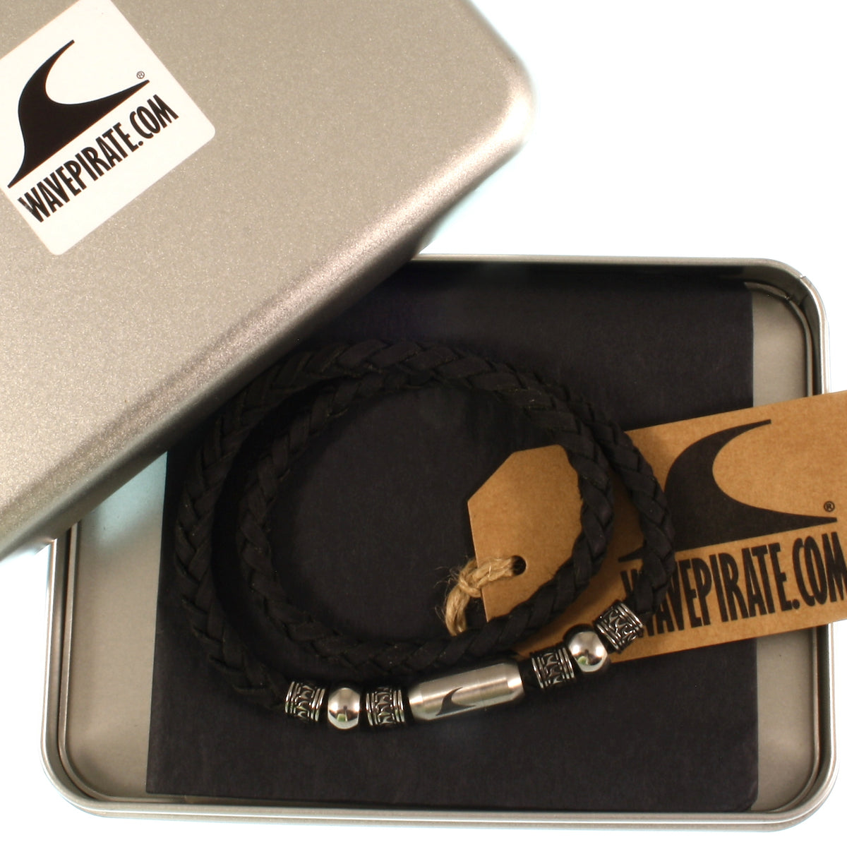 leder-halskette-Herren-damen-atoll-vintage-schwarz-silber-geflochten-Edelstahlverschluss-geschenkverpackung-wavepirate-shop-vi