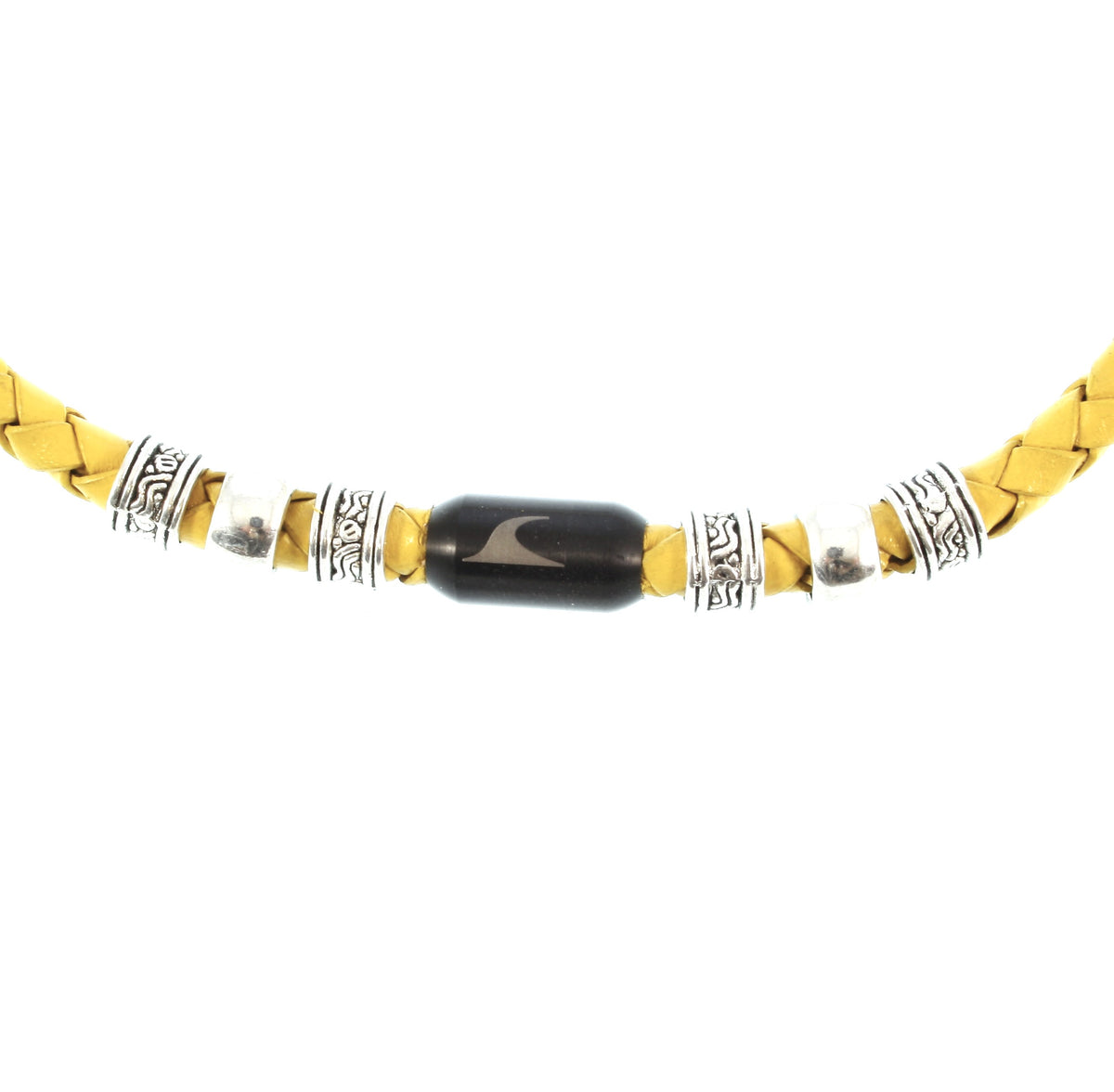 leder-halskette-Herren-damen-charm-gelb-schwarz-geflochten-Edelstahlverschluss-detail-wavepirate-shop-f