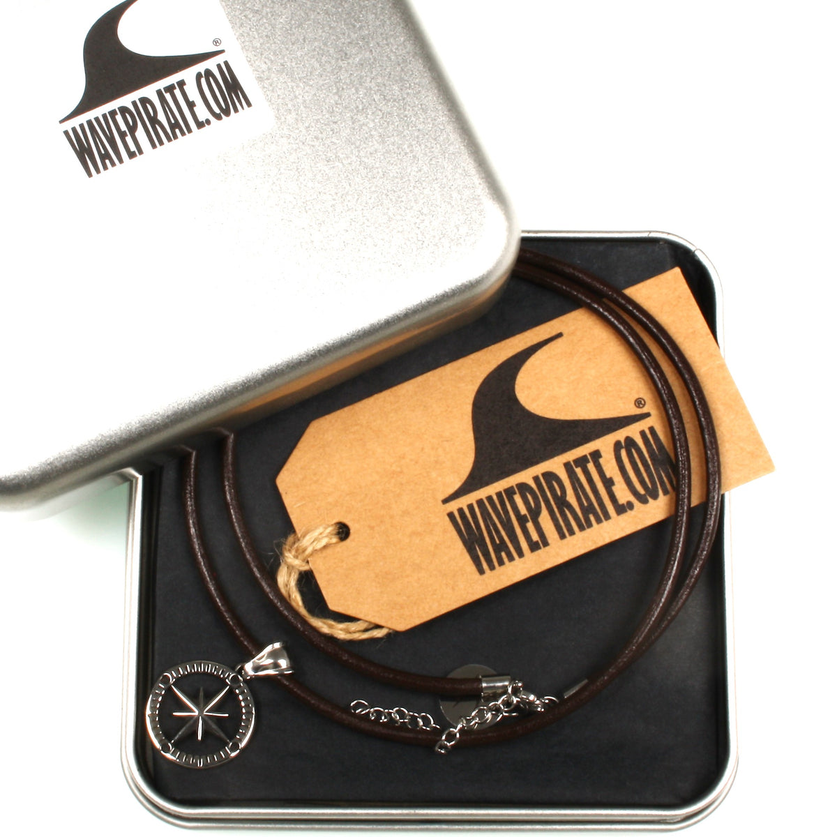 leder-halskette-Herren-damen-kompass-windrose-braun-riemen-massiv-Edelstahlverschluss-geschenkverpackung-wavepirate-shop-r
