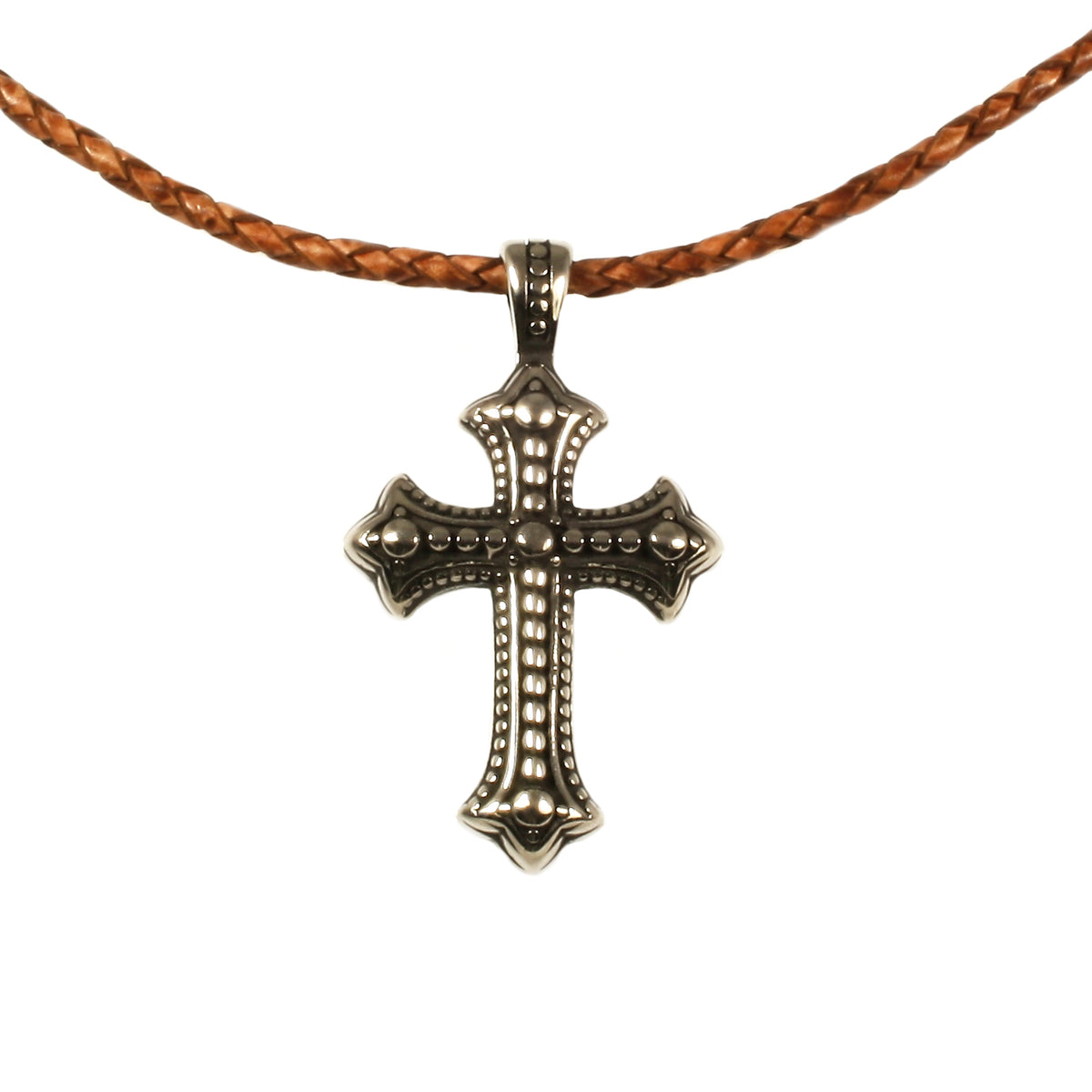 leder-halskette-Herren-damen-kreuz-cognac-geflochten-Edelstahlverschluss-detail-wavepirate-shop-f
