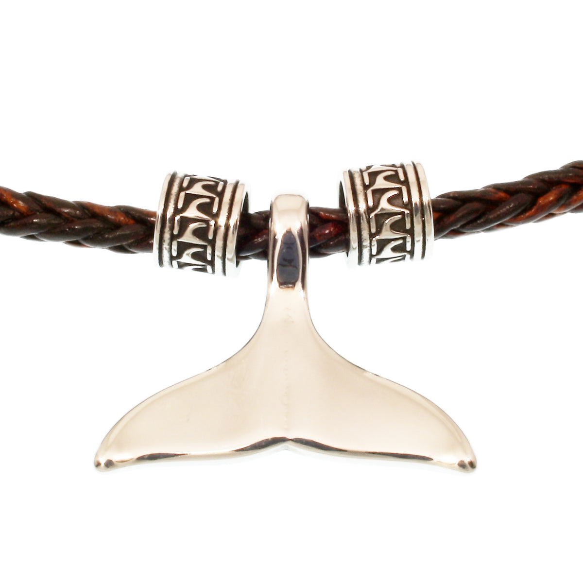 leder-halskette-Herren-damen-moby-wal-braun-riemen-geflochten-Edelstahlverschluss-walflosse-wavepirate-shop-z4