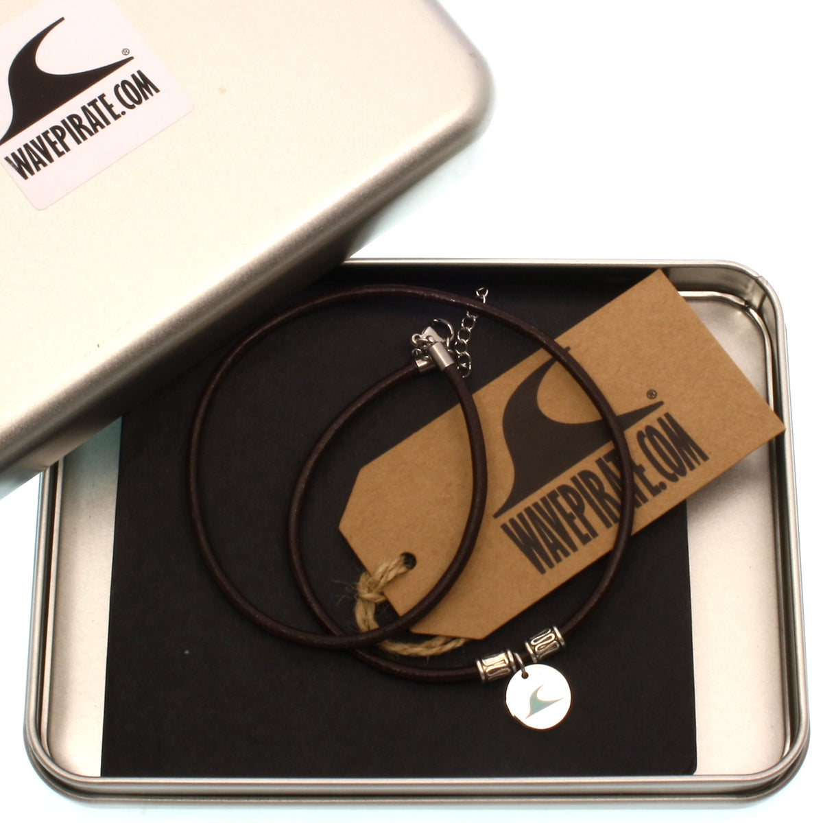 leder-halskette-Herren-damen-reef-braun-massiv-Edelstahlverschluss-geschenkverpackung-wavepirate-shop-r