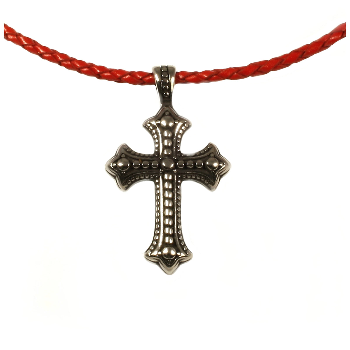 leder-halskette-damen-Herren-kreuz-rot-geflochten-Edelstahlverschluss-detail-wavepirate-shop-f