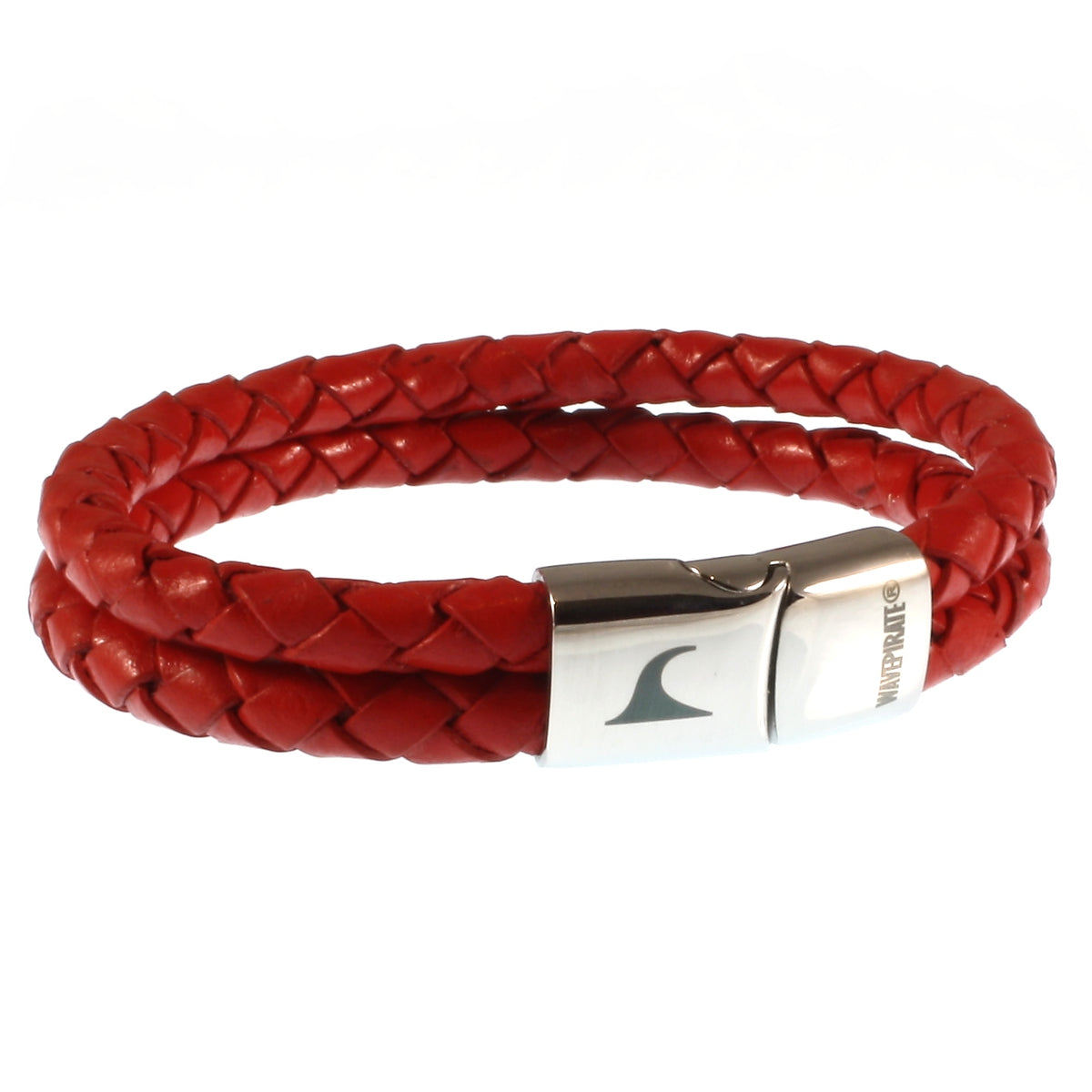 lederarmband-damen-rot-swell-geflochten-Edelstahlverschluss-vorn-wavepirate-shop-m3