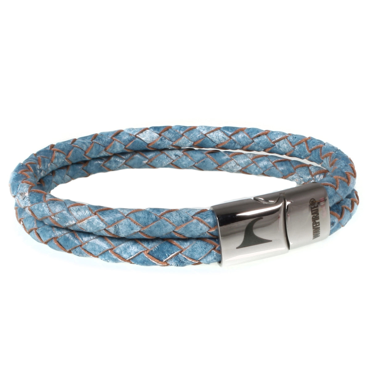 lederarmband-herren-blau-hellblau-swell-geflochten-Edelstahlverschluss-vorn-wavepirate-shop-sw