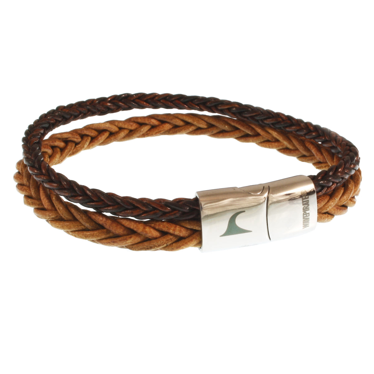 lederarmband-herren-braun-cognac-swell-geflochten-Edelstahlverschluss-vorn-wavepirate-shop-m3