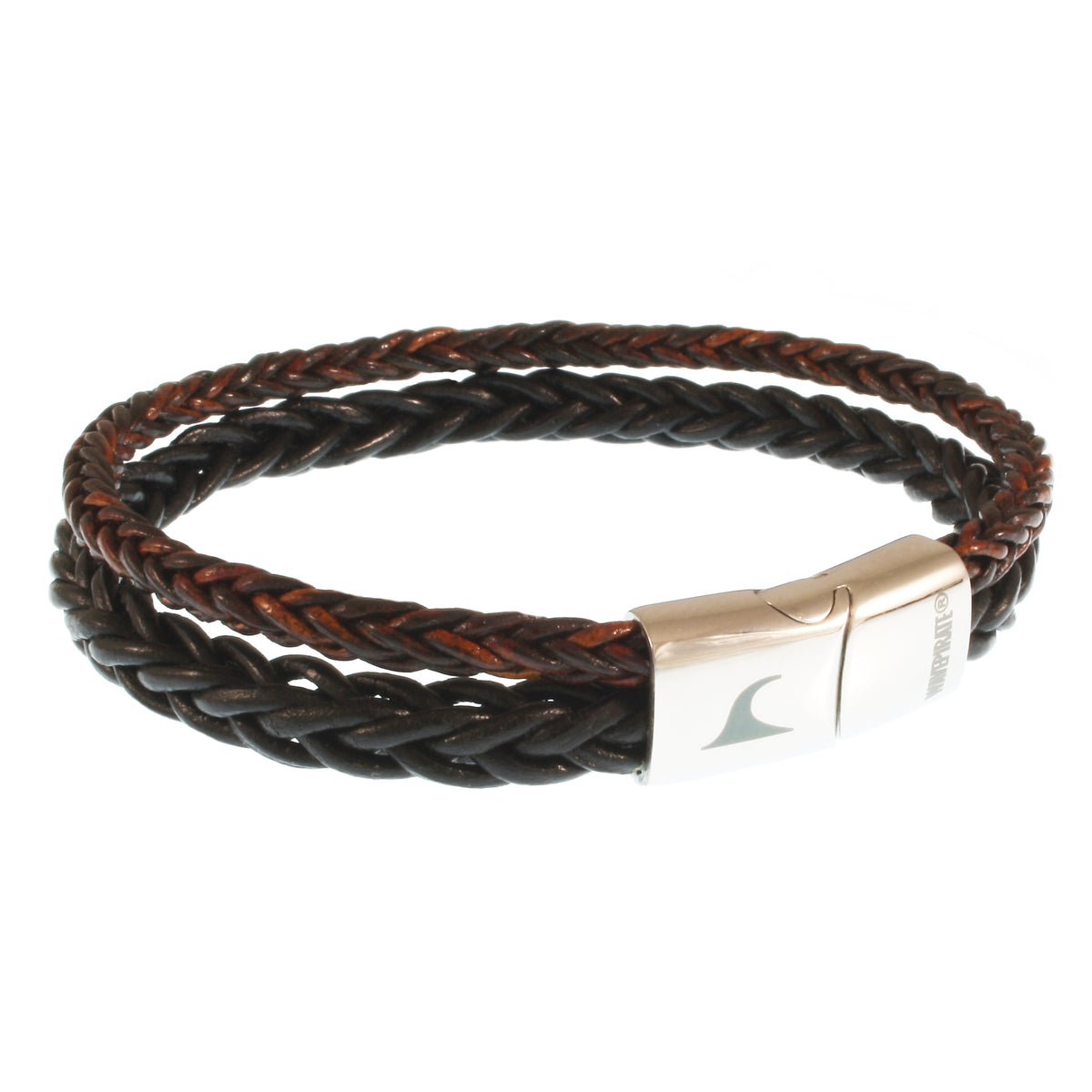 lederarmband-herren-braun-schwarz-swell-geflochten-Edelstahlverschluss-vorn-wavepirate-shop-m3