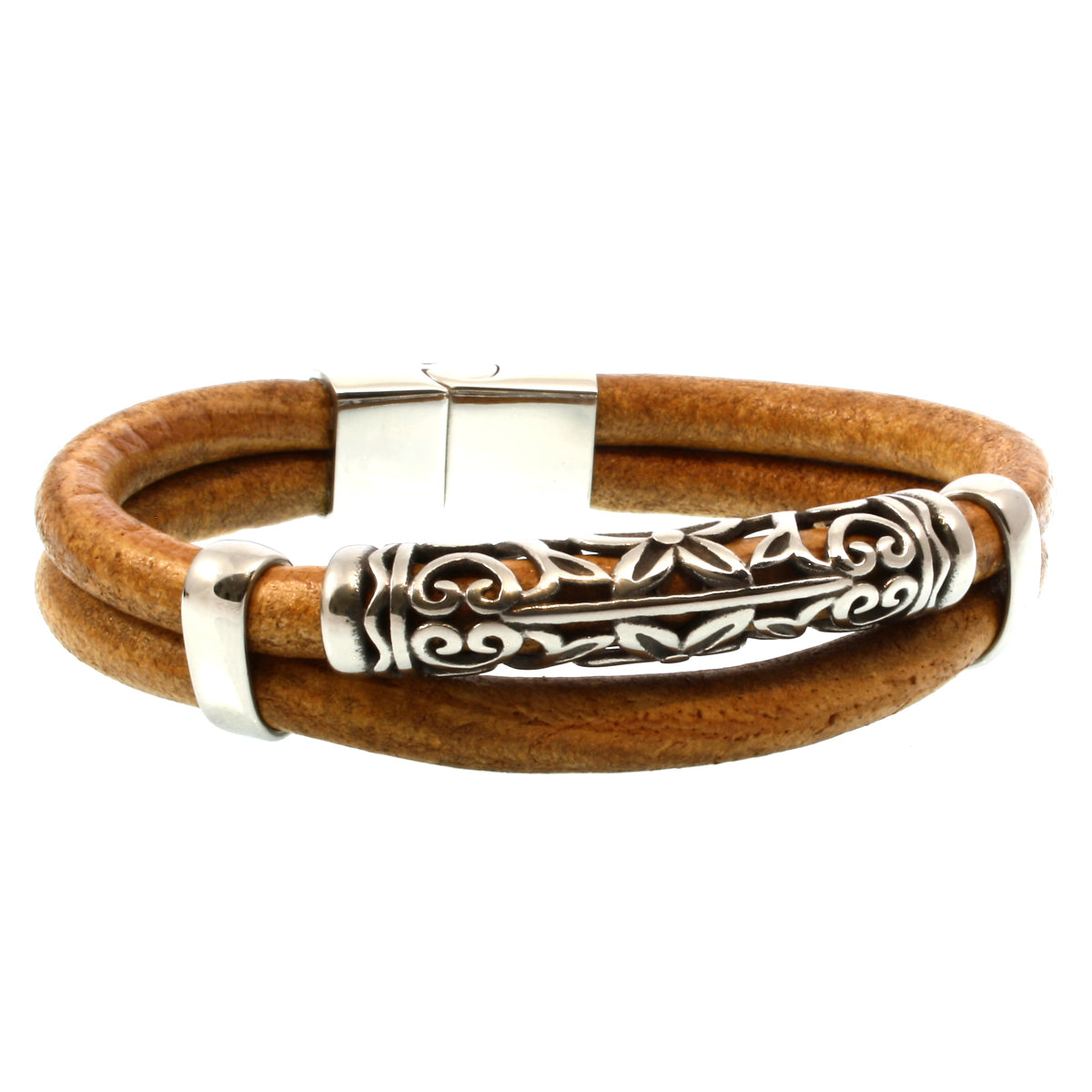 lederarmband-herren-cognac-xo-massiv-Edelstahlverschluss-vorn-wavepirate-shop-r