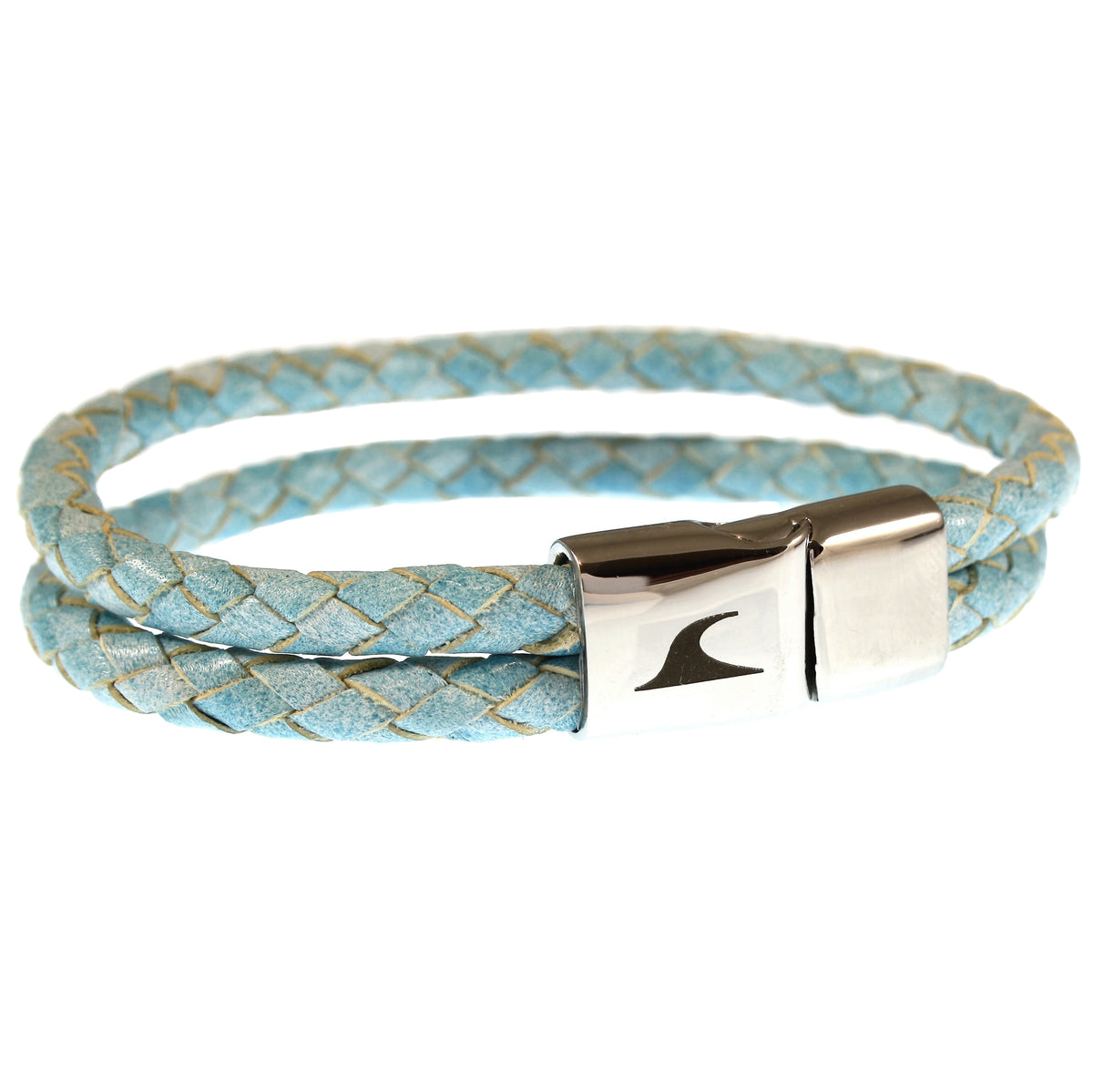 lederarmband-herren-damen-hellblau-ice-swell-geflochten-Edelstahlverschluss-vorn-wavepirate-shop-mx